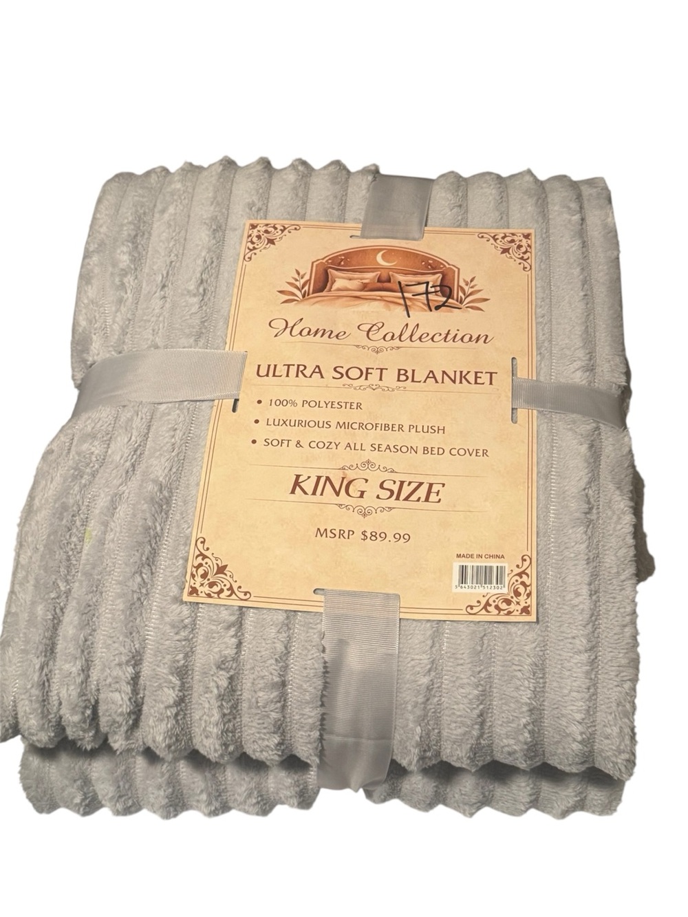 Home Collection Ribbed Plush Throw Blanket — Light Gray